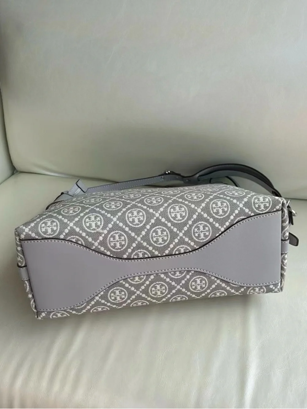 Tory Burch Gray Logo Jacquard Shoulder Bag